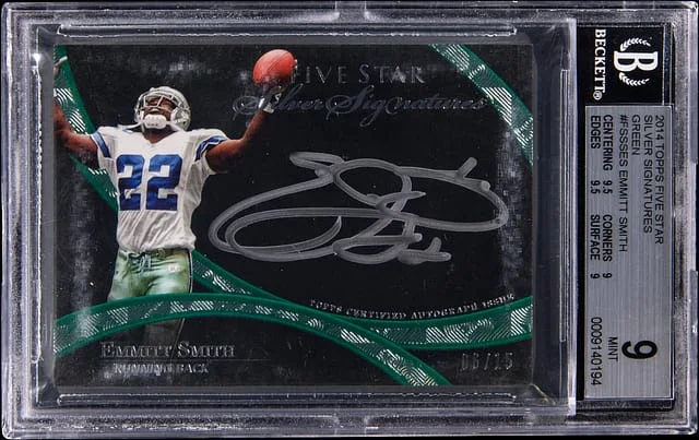 2014 Topps Emmitt Smith Five Star Silver Signatures Green #FSSS-ES card image