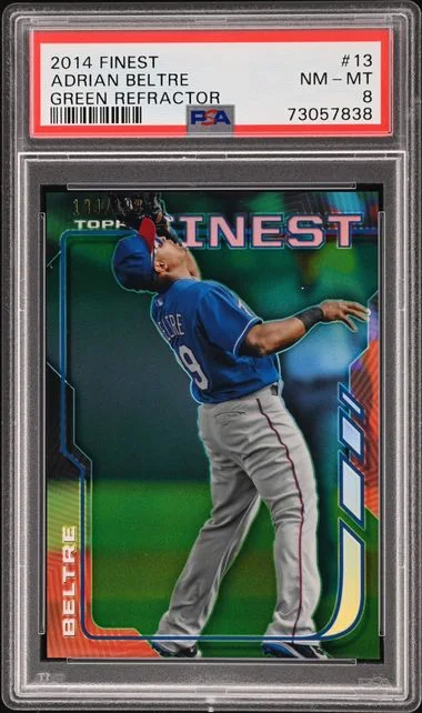 2014 Topps Finest Adrian Beltre Green Refractor #13 card image