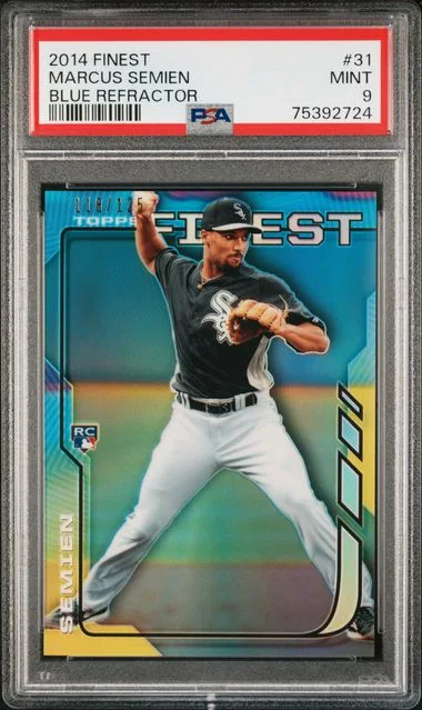 2014 Topps Finest Marcus Semien Blue Refractor #31 card image