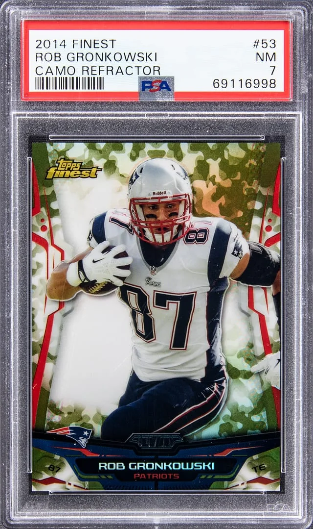 2014 Topps Finest Rob Gronkowski Camo Refractor #53 card image