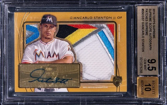 2014 Topps Giancarlo Stanton Supreme Scope Autograph Patches Supreme #SSCGST card image