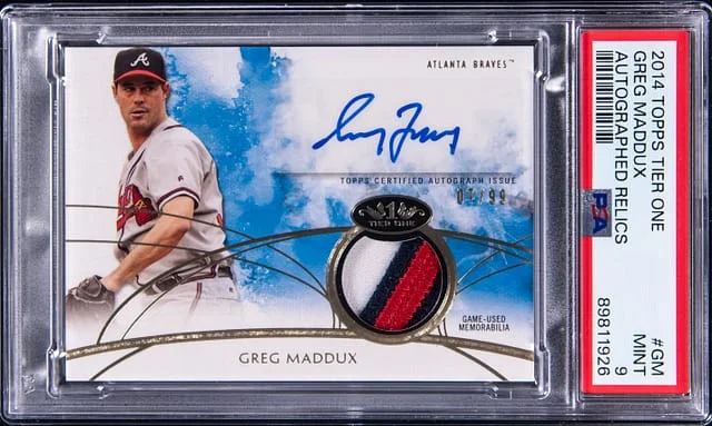 2014 Topps Greg Maddux Tier One Autographed Relics #TOAR-GM card image