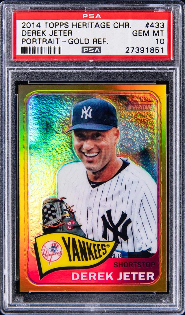 2014 Topps Heritage Chrome Derek Jeter Gold Refractor #433 card image