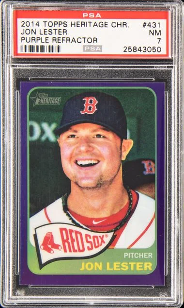 2014 Topps Heritage Chrome Jon Lester Purple Refractor #431 card image