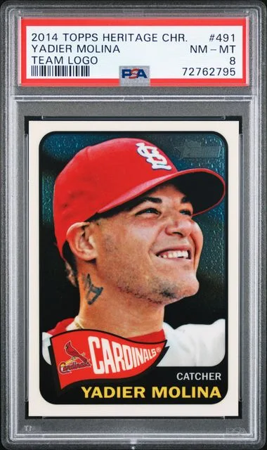 2014 Topps Heritage Chrome Yadier Molina Team Logo #491 card image