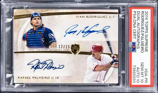 2014 Topps Ivan Rodriguez/Rafael Palmeiro Supreme Dual Autographs #DA-PR card image
