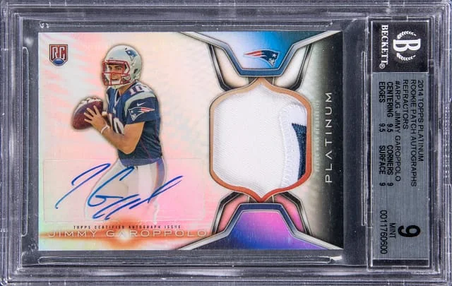 2014 Topps Jimmy Garoppolo Platinum Patch Autographs Refractors #ARPJG card image