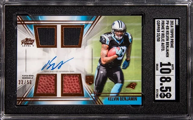 2014 Topps Kelvin Benjamin Prime V Relic Autograph Copper #PV-KB card image
