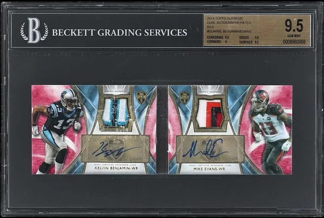2014 Topps Kelvin Benjamin/Mike Evans Supreme Dual Autograph Patch Red #SDAPBE card image