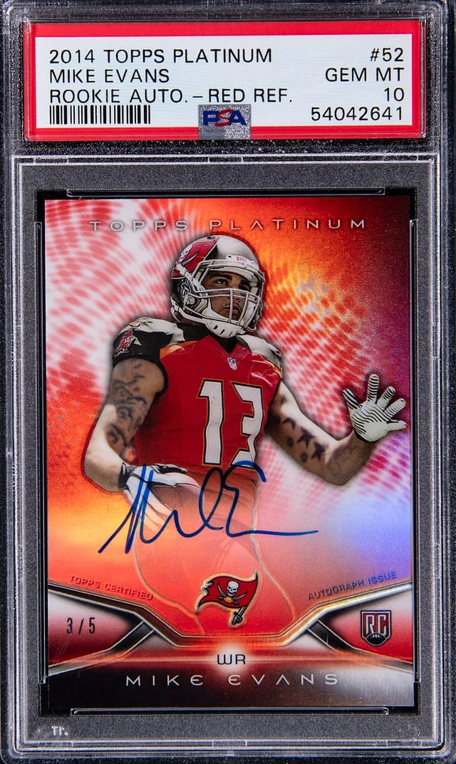 2014 Topps Mike Evans Platinum Autographs Red Refractor #52 card image