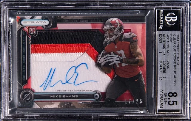 2014 Topps Mike Evans Strata Clear Cut Autographs Ruby #CCAR-ME card image