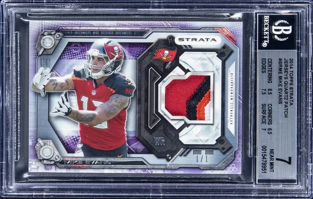 2014 Topps Mike Evans Strata Jersey Quartz #SR-ME card image