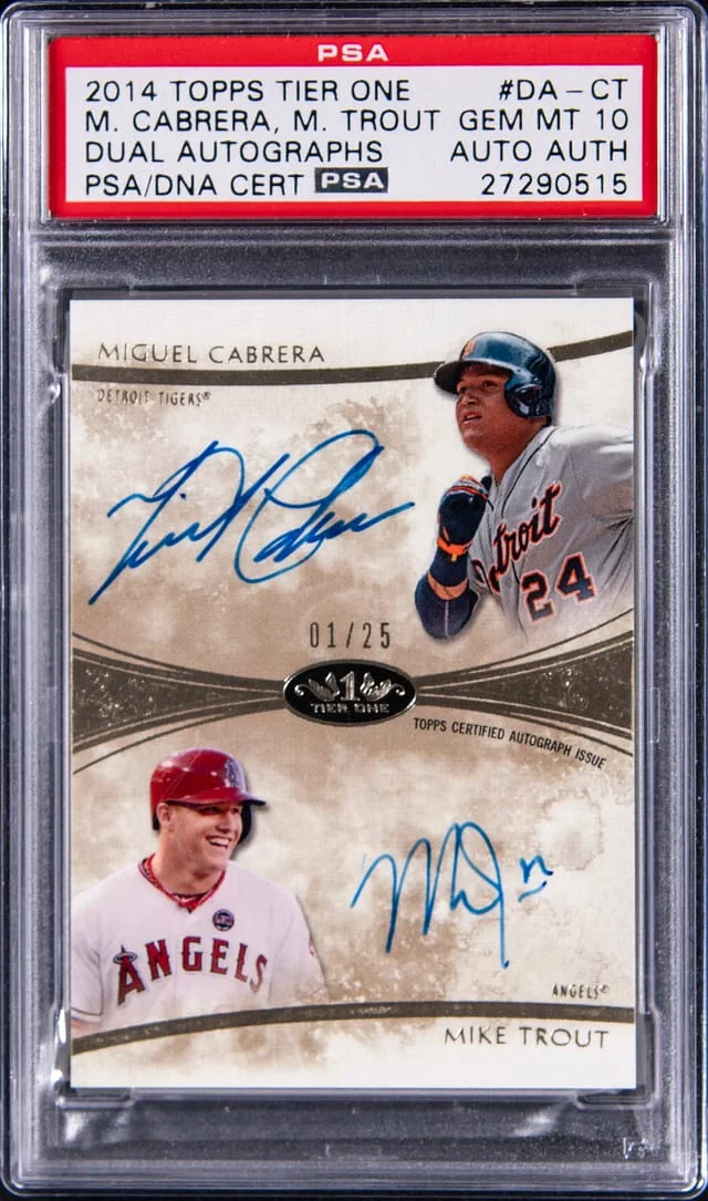 2014 Topps Mike Trout/Miguel Cabrera Tier One Dual Autographs #DA-CT card image