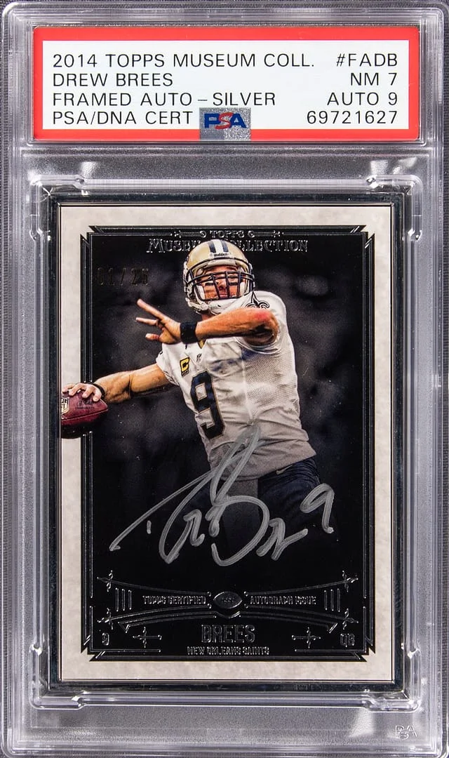 2014 Topps Museum Collection Drew Brees Framed Autograph Silver #FA-DB card image