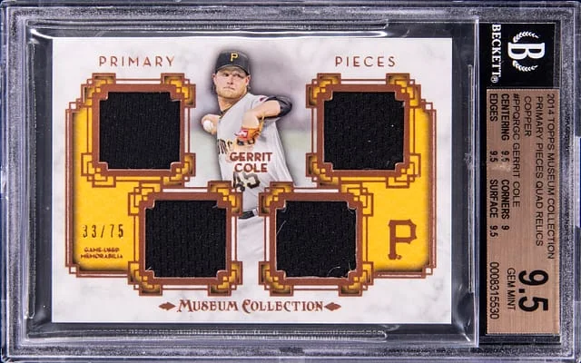 2014 Topps Museum Collection Gerrit Cole Primary Pieces Quad Relics #PPQRGC card image