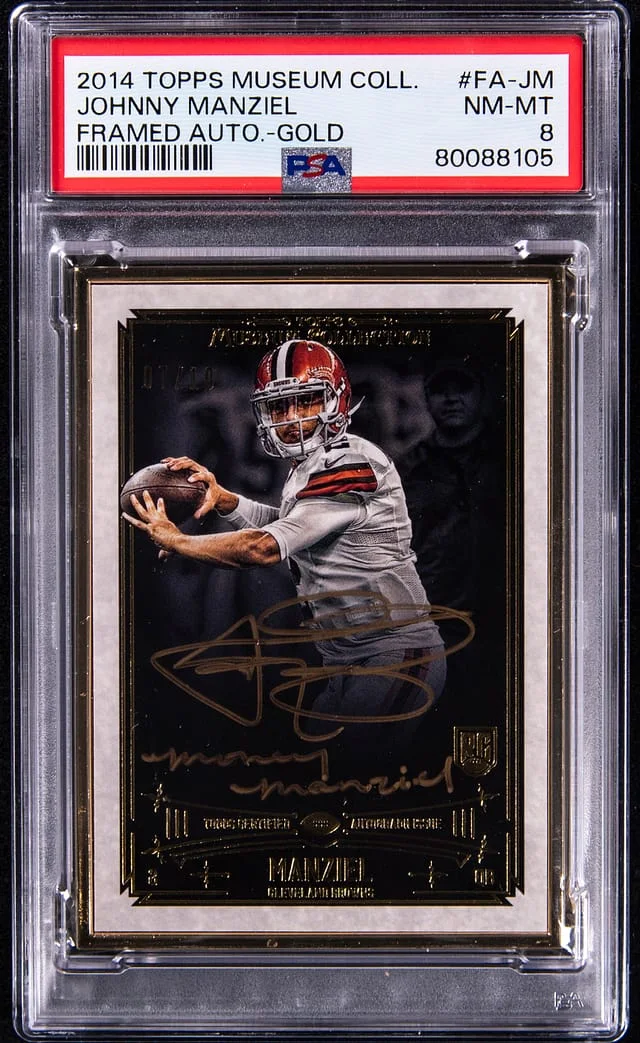 2014 Topps Museum Collection Johnny Manziel Framed Autograph Gold #FA-JM card image