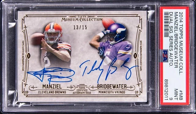 2014 Topps Museum Collection Johnny Manziel/Teddy Bridgewater Dual Signature Series Autograph #DSSA-MB card image
