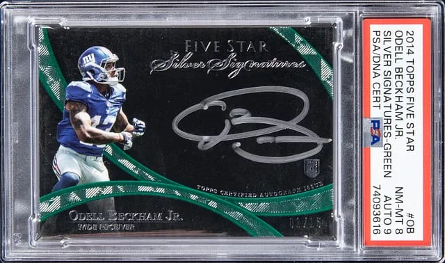 2014 Topps Odell Beckham Jr. Five Star Silver Signatures Green #FSSS-OB card image