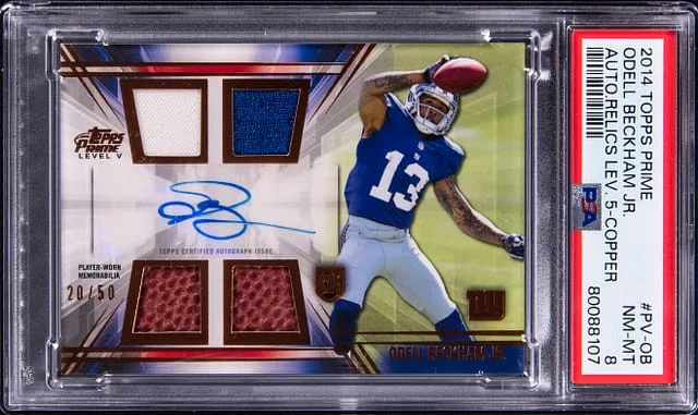 2014 Topps Odell Beckham Jr. Prime Autograph Relics Level 5 Copper #PV-OB card image
