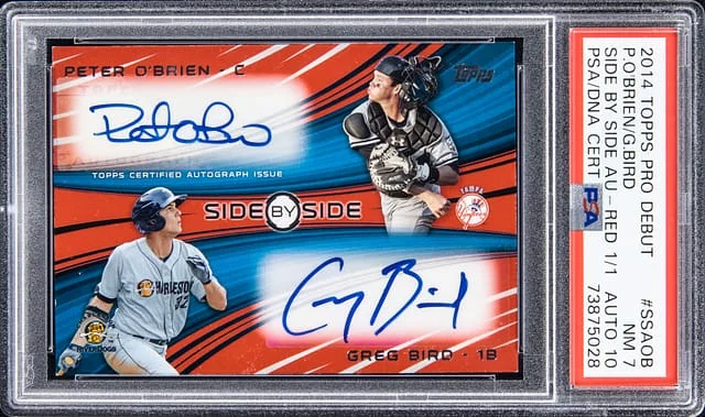 2014 Topps Pro Debut Peter O'Brien/Greg Bird Side By Side Autographs #SSAOB card image