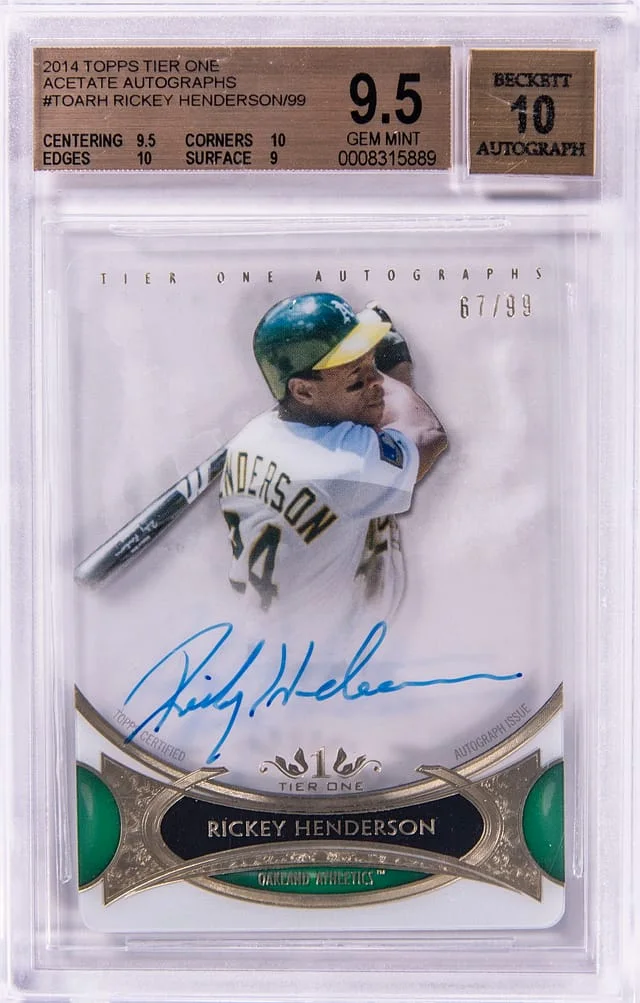 2014 Topps Rickey Henderson Tier One Acetate Autographs #TOARH card image