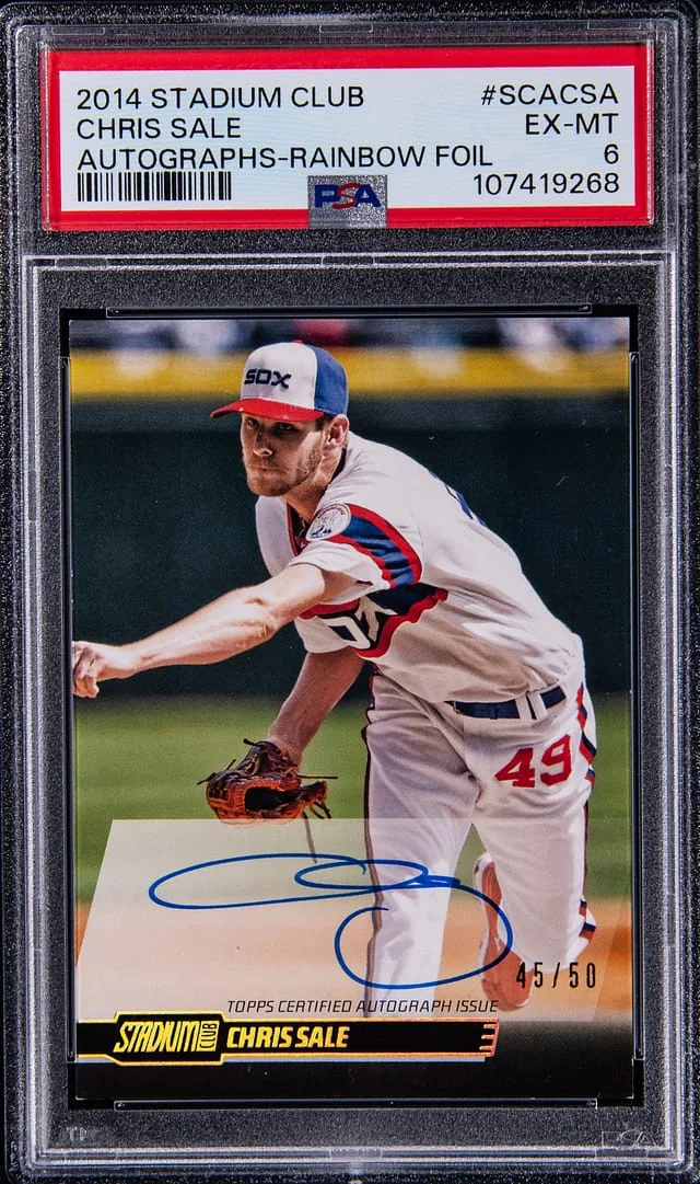 2014 Topps Stadium Club Chris Sale Autographs Rainbow Foil #SCA-CSA card image