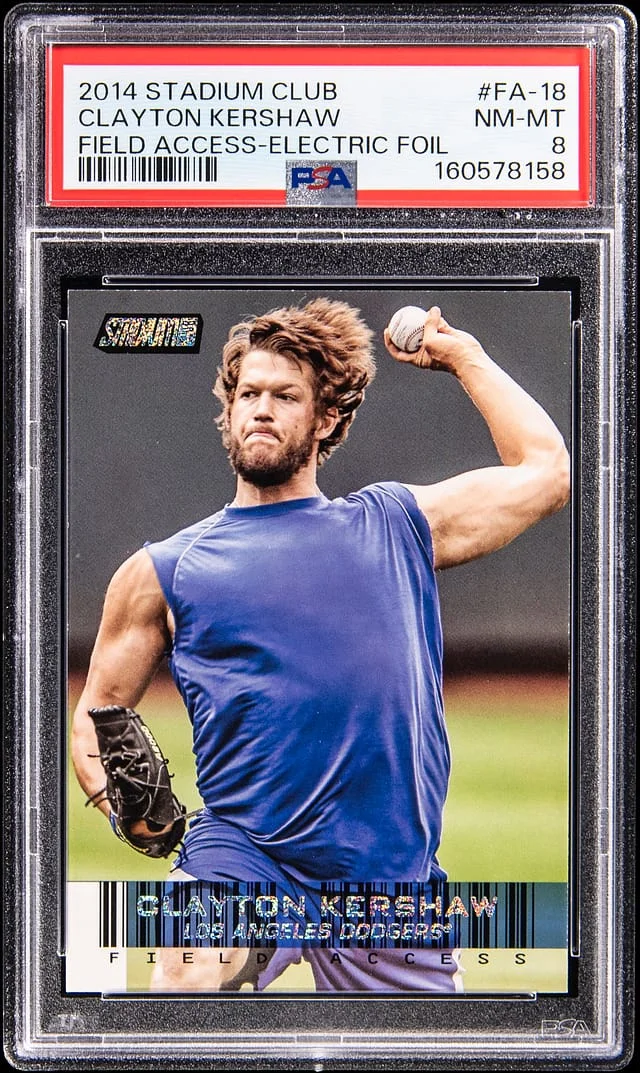 2014 Topps Stadium Club Clayton Kershaw Field Access Electric Foil #FA-18 card image