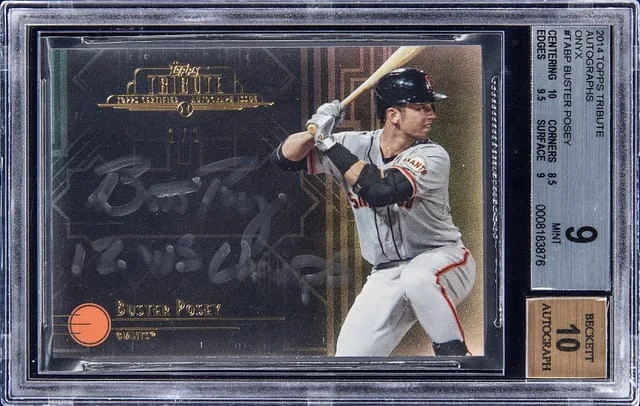 2014 Topps Tribute Buster Posey Autograph Onyx #TA-BP card image