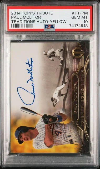2014 Topps Tribute Paul Molitor Traditions Autographs Yellow #TT-PM card image