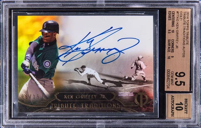 2014 Topps Tribute Traditions Autographs Gold ETT-KG Ken Griffey Jr. #no-number card image