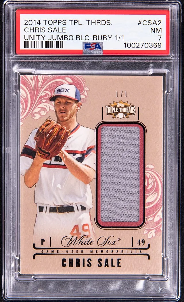 2014 Topps Triple Threads Chris Sale Unity Jumbo Relic Ruby #UJR-CSA2 card image