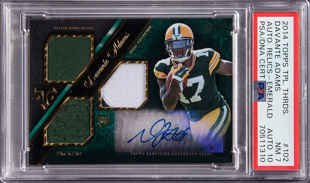 2014 Topps Triple Threads Davante Adams Autographed Relics Emerald #102 card image