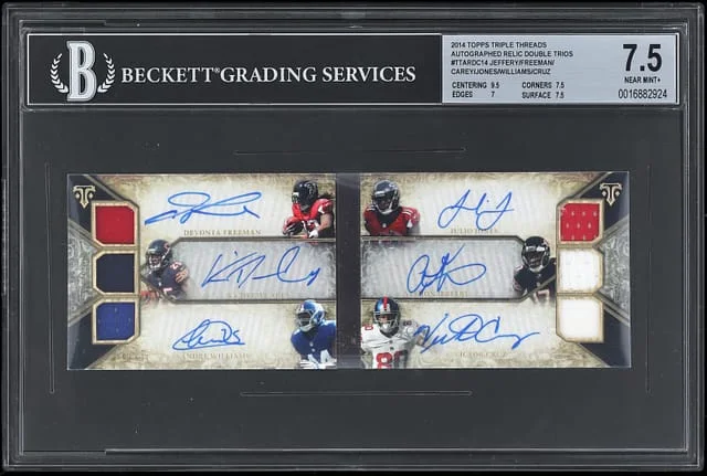 2014 Topps Triple Threads Jeffery/Freeman/Carey/Jones/Williams/Cruz Multi-Signed Relic Booklet Autographed Relic Double Trios #TTARDC14 card image