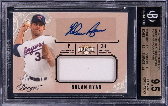 2014 Topps Triple Threads Nolan Ryan Unity Relic Autograph #UAJR-NR card image