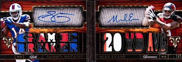 2014 Topps Triple Threads Sammy Watkins/Mike Evans Autographed Relic Pairs Onyx #TTARP-4 card image