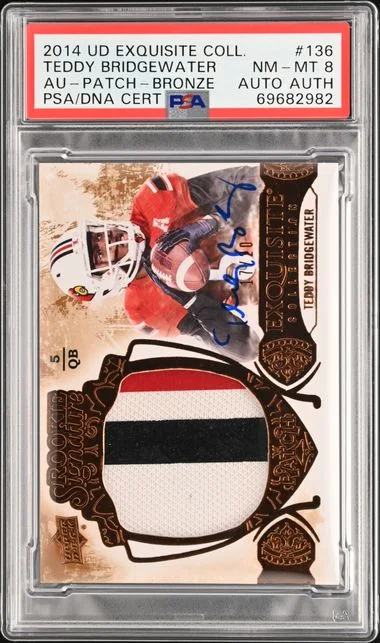 2014 Upper Deck Exquisite Collection Teddy Bridgewater Autograph Patch Bronze #136 card image