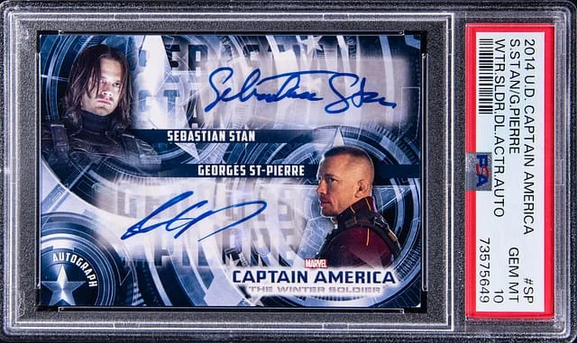 2014 Upper Deck Sebastian Stan/Georges St-Pierre Captain America Winter Soldier Dual Actor Autographs #SP card image