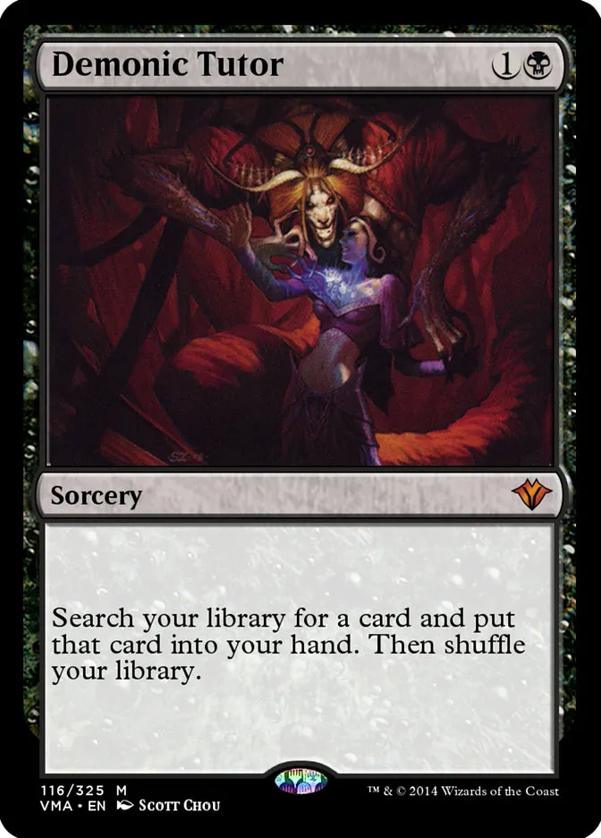 2014 Vintage Masters Demonic Tutor mythic #116 unlisted card image
