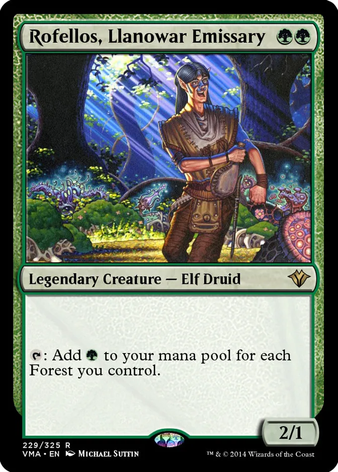 2014 Vintage Masters Rofellos, Llanowar Emissary rare #229 unlisted card image