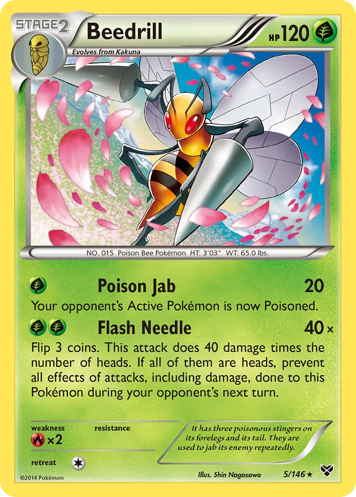 2014 XY Beedrill Rare #005/146 Rare card image