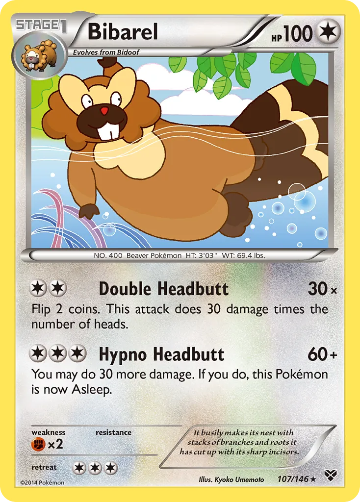 2014 XY Bibarel #107/146 Rare card image
