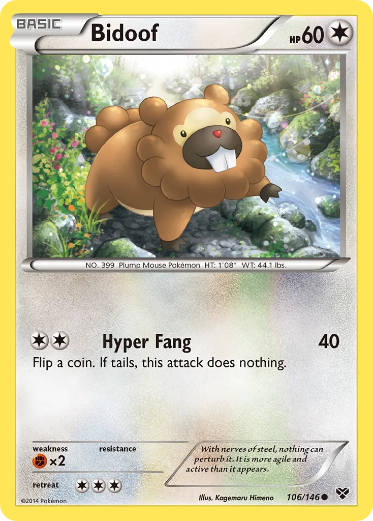 2014 XY Bidoof Common #106/146 Common card image