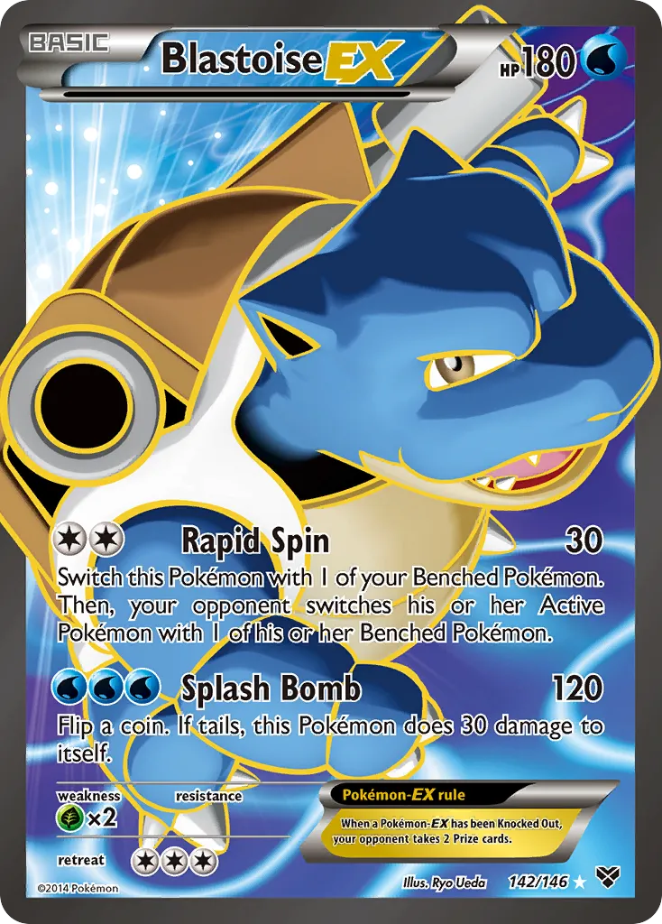 2014 XY Blastoise-EX #142/146 Rare Ultra card image
