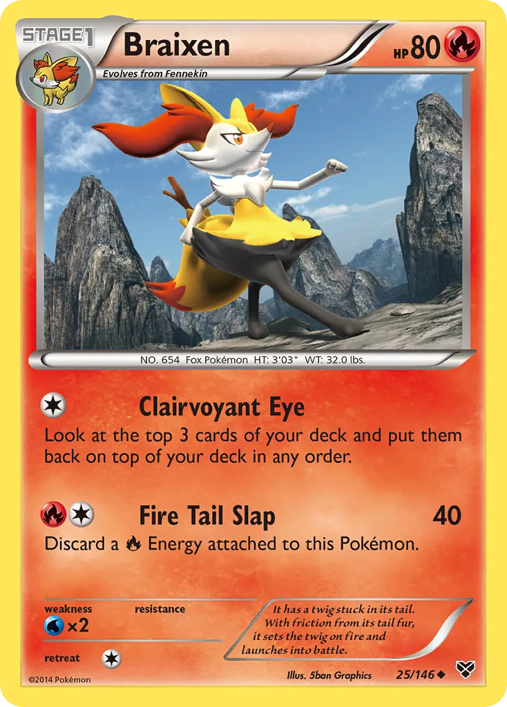 2014 XY Braixen Uncommon #025/146 Uncommon card image