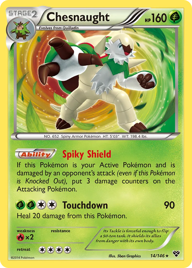 2014 XY Chesnaught Rare Holo #014/146 Rare Holo card image