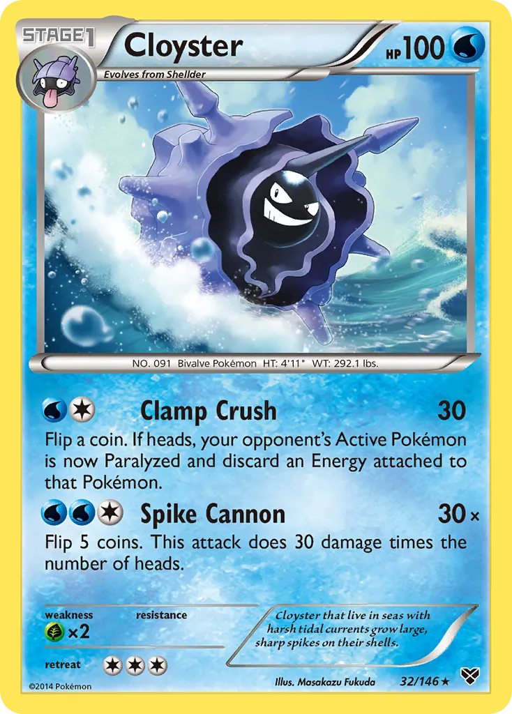 2014 XY Cloyster #032/146 Rare card image