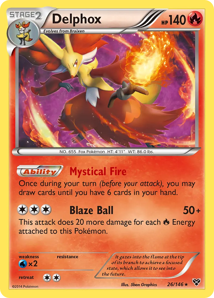 2014 XY Delphox Rare Holo #026/146 Rare Holo card image