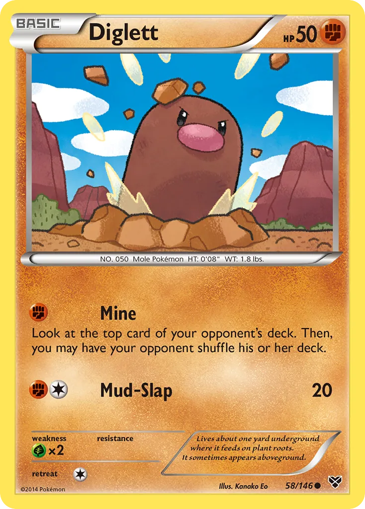 2014 XY Diglett Common #058/146 Common card image