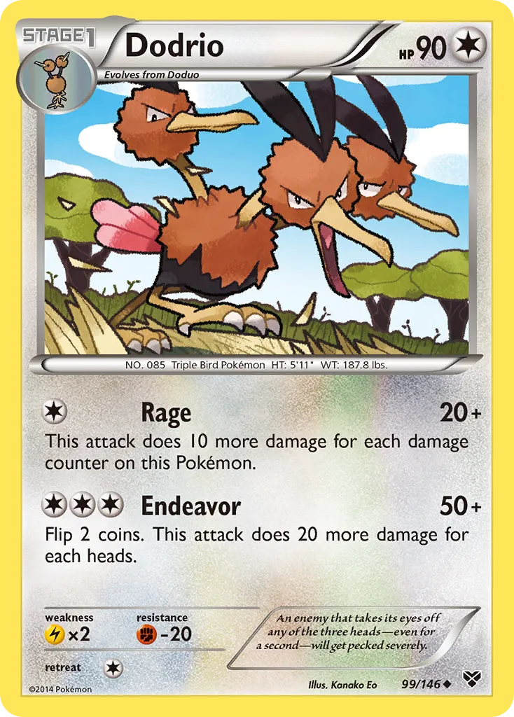 2014 XY Dodrio Uncommon #099/146 Uncommon card image