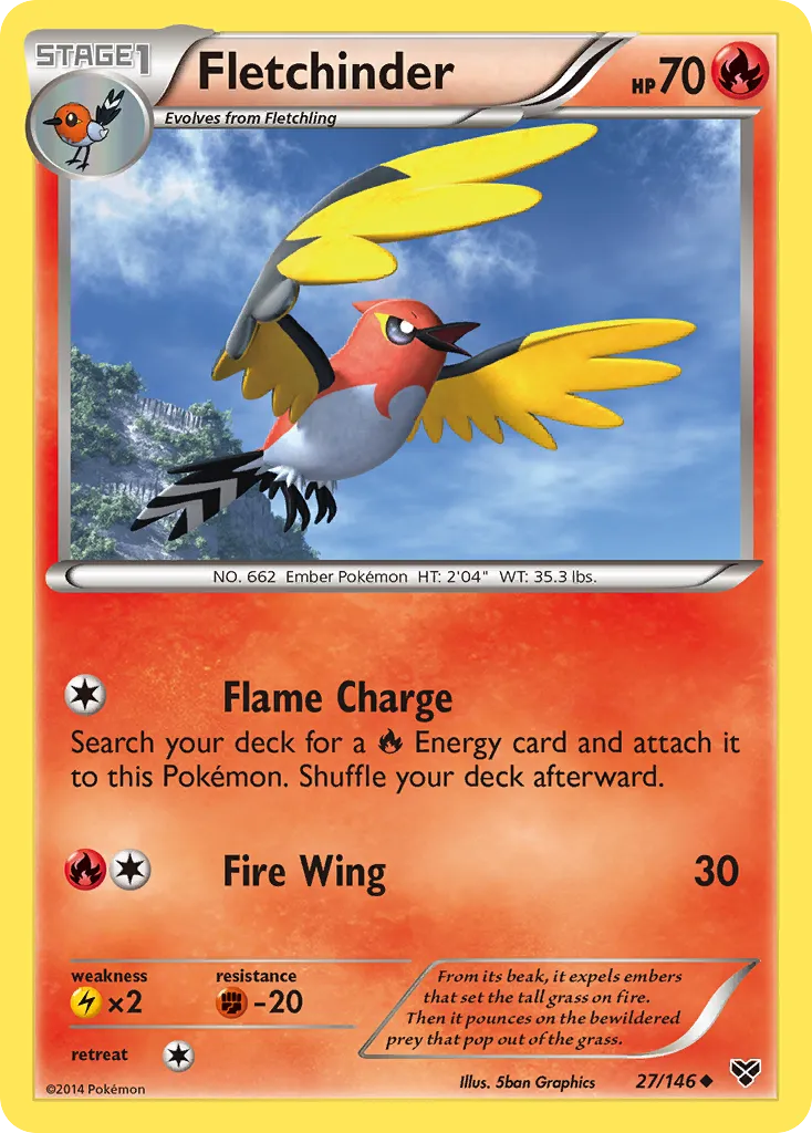 2014 XY Fletchinder Uncommon #027/146 Uncommon card image